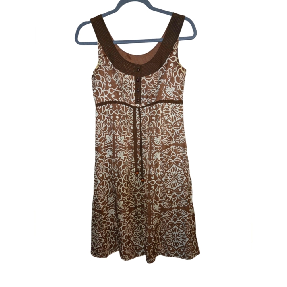 Shoshanna Silk Brown and White Sleeveless Dress Size 6
